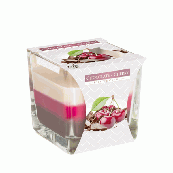 Tricolor Čokolada & češnja - dekorativna sveča v kozarcu